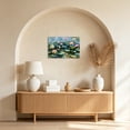 thumbnail image 5 of Abstract lotus oil painting wall art decoration frame, Impressionist green water lily leaf canvas, green modern plant natural art, tranquil floral landscape living room and bedroom decoration., 5 of 10