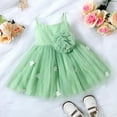 thumbnail image 2 of Felwors Bambin Été Robe Filles Bretelles Fleur Perle Maille Robe Princesse Robe Outwear Mode, 2 of 4