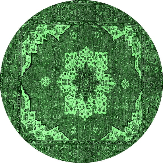 Ahgly Company Indoor Round Persian Emerald Green Traditional Area Rugs, 8' Round