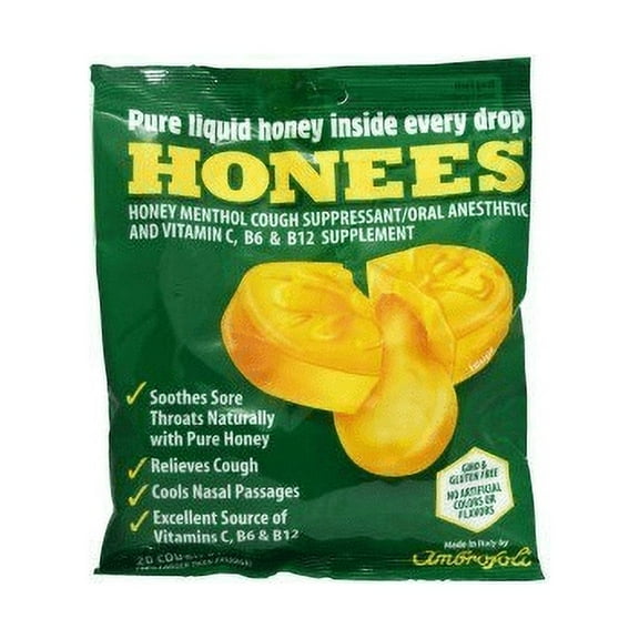 Honees Cough Drops, 20 Drops Per Bag Pack of 2