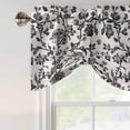 thumbnail image 4 of Tie Up Valance Curtain for Kitchen,Pastoral Black Flower Leaf Rod Pocket Short Curtains Adjustable Tie-Up Shade Valances,Vintage Farmhouse Pattern on Linen Window Treatment for Bathroom Living Room, 4 of 9