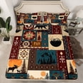 thumbnail image 2 of Erosebridal Tribal Aztec Sheet Set Full, Rustic Elk deer Bedding Sets Full Size, Triangle Geometry Decor, 2 of 7