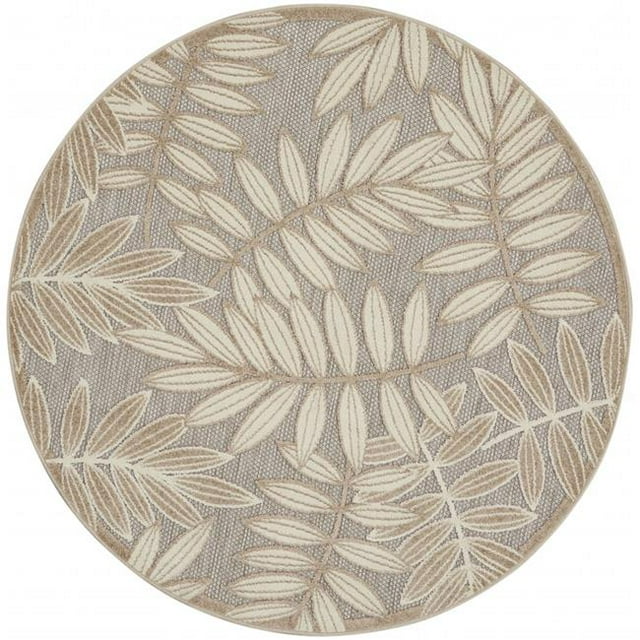 4 Pieds. Feuilles Tapis Rond Intérieur et Extérieur&44; Naturel