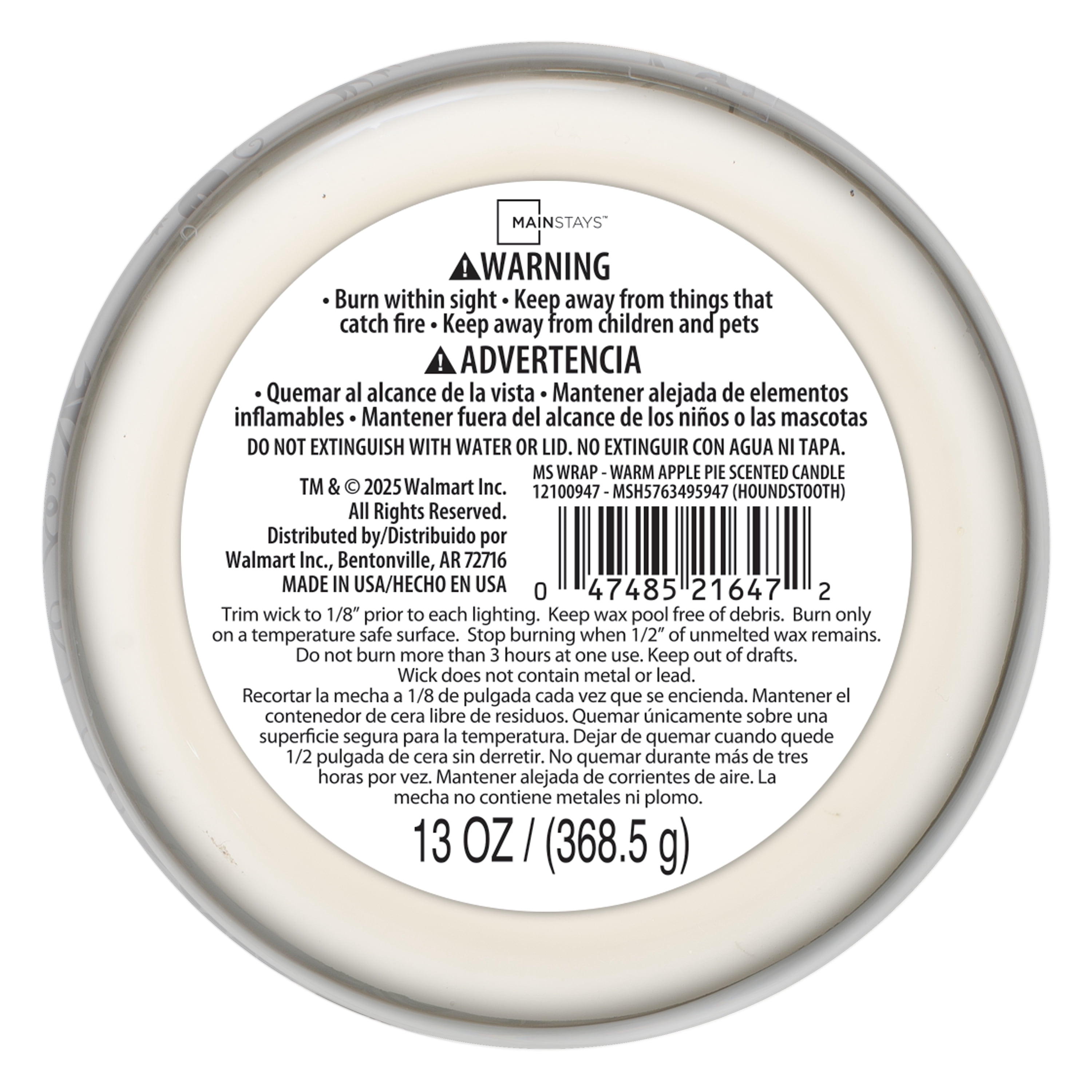 Mainstays Warm Apple Pie Scented 3-Wick Candle, 13 oz.