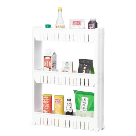 Plastic Storage Cabinet Organizer 3 Shelf Cart Rack Tower With