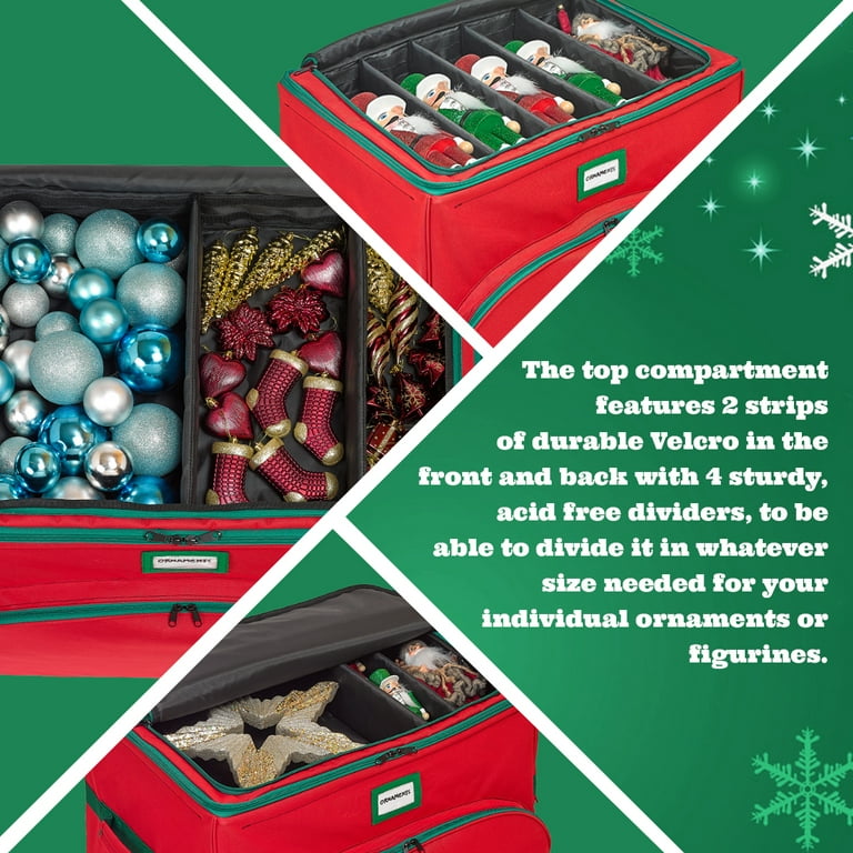 Christmas Ornament Storage Box with Adjustable Acid-Free Dividers