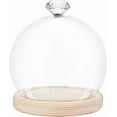 thumbnail image 2 of Clear Glass Dome Glass Dome Cloche Ball-Shaped Clear Glass Display Case with Wheat Wood Base Decorative Display Dome Case for Plants Flower Display Medals Decoration Finish Size: 4.68x5.11, 2 of 6