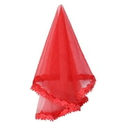 1.5M Bridal Veil Transparent Mesh Bride Veil for Wedding Hairstyle (Red)