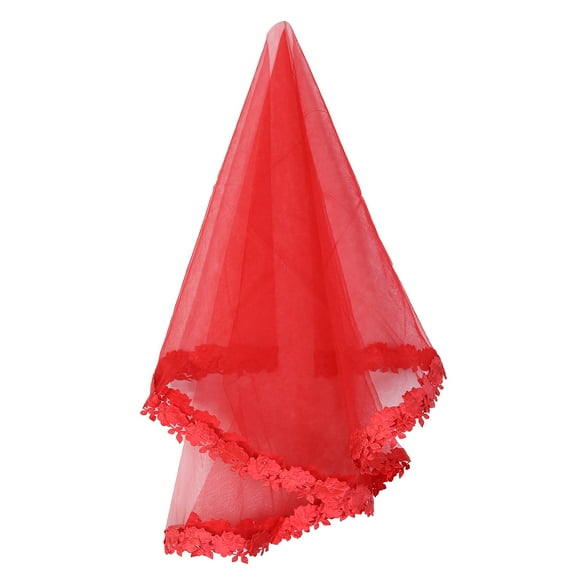 1.5M velo de novia velo de novia de malla transparente para peinado de boda (rojo)