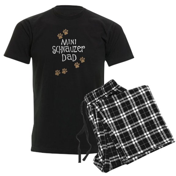 CafePress - Mini Schnauzer Dad Wh Pajamas - Men's Dark Loose Fit Cotton Pajama Set