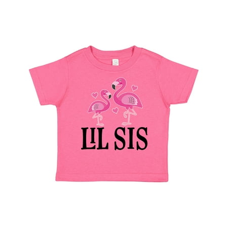 

Inktastic Little Sister Girls Lil Sis Flamingo Gift Toddler Toddler Girl T-Shirt