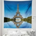 thumbnail image 1 of Paris Tapestry, Famous Eiffel Tower Reflected on Water Picture Historical French Architecture, Fabric Wall Hanging Decor for Bedroom Living Room Dorm, 5 Sizes, Green Grey Blue, by Ambesonne, 1 of 1