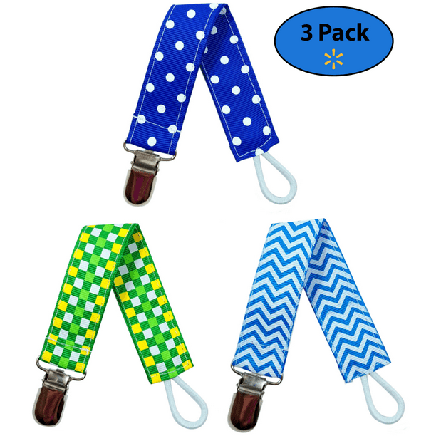 EliteBaby Pacifier Clip Holder for Boys, 3 Pack Teething Toys