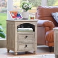 thumbnail image 3 of Joaxswe Farmhouse Coffee Table Set of 3, Wooden Living Room Center Table & 2 Nightstands with USB Ports, 3 Pieces Tea Table Set for Home, Office, Grey, 3 of 9