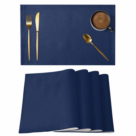 Placemat Set of 4 Navy Blue Placemats for Dining Table Solid Color Washable Table Mats for Kitchen and Party Decor Indoor & Outdoor Use
