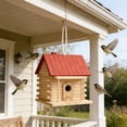 thumbnail image 2 of Wooden Bird Feeder and House with Rope, Multi Color Outdoor Courtyard Hanging Feeder for Parrots Breeding, 7.09X6.69X6.3 Inch, 2 of 7