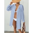 thumbnail image 3 of Bsubseach Fashion Womens Hooded Button Down Swimsuit Cover Up Roll Sleeve Beach Shirt Dress Cover-ups S-XXL, 3 of 6