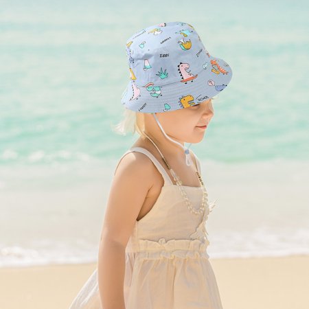 

kpoplk Toddler Hats Sun Chin Cartoon Summer Bucket Cap Hats Beach Hat Protection Adjustable Spring Cute Outdoor Sun Kids Strap(A)