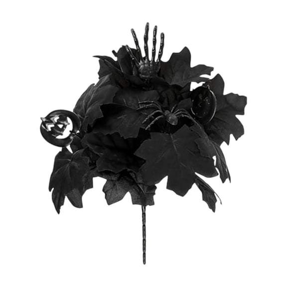 Halloween Black Spooky Artificial Leaf Branches, 13.78In Gothic Faux Stems, Vase Fillers for Home Table, Haunted House & Spooky Party Decor