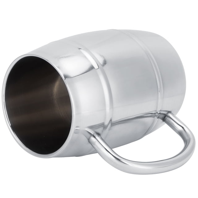 Taza De Cerveza, Espejo Pulido Liso De Acero Inoxidable Asa En Espesor Taza De Café, Bebida Para La Oficina De Plata En Casa