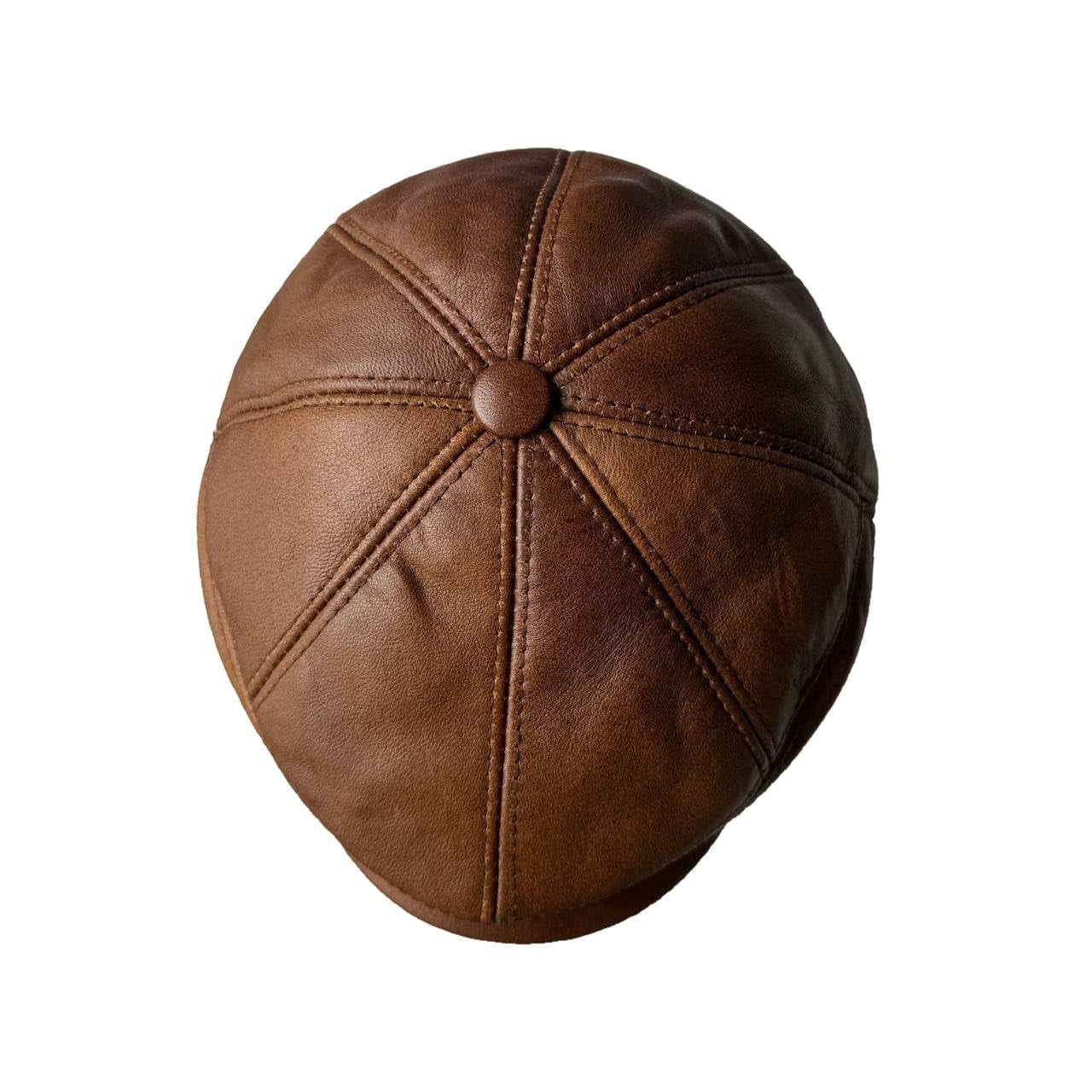 Lukkizara Leather Ivy Cap Men,s Newsboy Hat Cabbie Beret Real Leather Hat Vitage Style (US, Alpha, Medium, Camel)