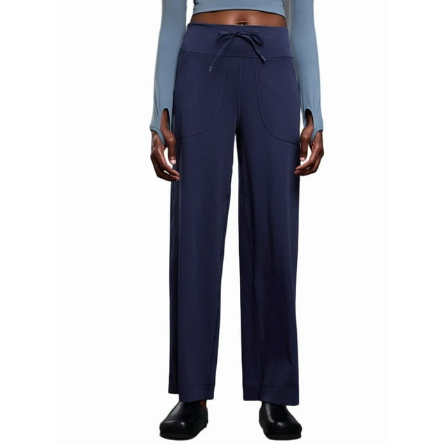 Pantalones Anchos y Cómodos para Mujer, con Bolsillos Grandes, para Fitness, Yoga y Deportes Casuales. Azul Marino XL