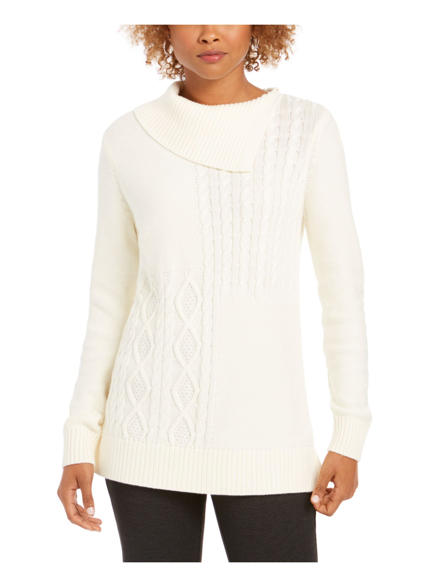 Charter Club - CHARTER CLUB Womens Ribbed Heather Long Sleeve Cowl Neck ...