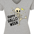 thumbnail image 4 of Inktastic Happy Halloween with Dancing Skeleton Women's V-Neck T-Shirt, 4 of 5
