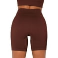 thumbnail image 5 of BadPiggies Women's Stretch Biker Shorts High Waist Yoga Shorts Tummy Control Athletic Running Tights Pants (L, Coffee), 5 of 5