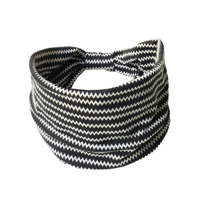Minnieouse Diadema Bohemio Deportes Banda para el sudor Pañuelo de ala ancha Accesorios Yoga Accesorio para el cabello ola negro