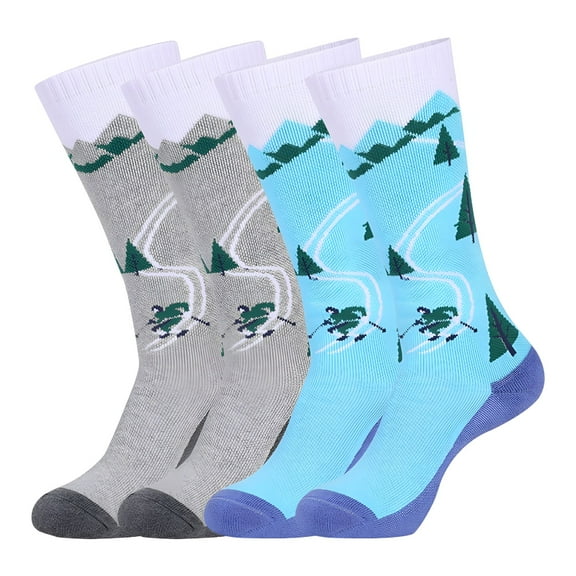 TELOLY 2 Pair Merino Wool Ski Socks Kids, Knee-high Warm Thermal Snowboard Skating Socks for Boys Girls Toddler