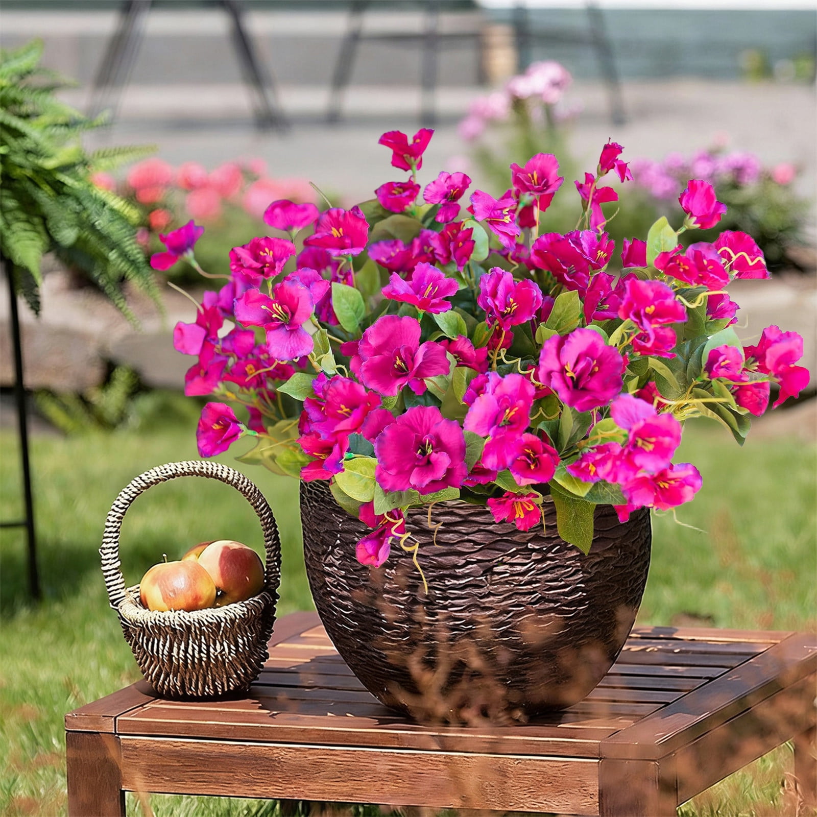 Beautynvta Outdoor Spring Artificial Flowers, 16'' Fake Hibiscus