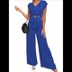 thumbnail image 3 of Conjuntos de Dos Piezas de Verano para Mujer 2025, Top Corto con Cinturón, Mangas y Cuello en V, Pantalones Anchos, Chándal Informal. Azul M, 3 of 7