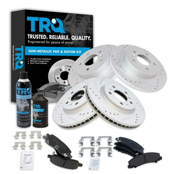TRQ Front & Rear Brake Performance Rotor & Semi Metallic Pad Kit for Buick BKA21921 Fits select: 2006-2011 BUICK LUCERNE