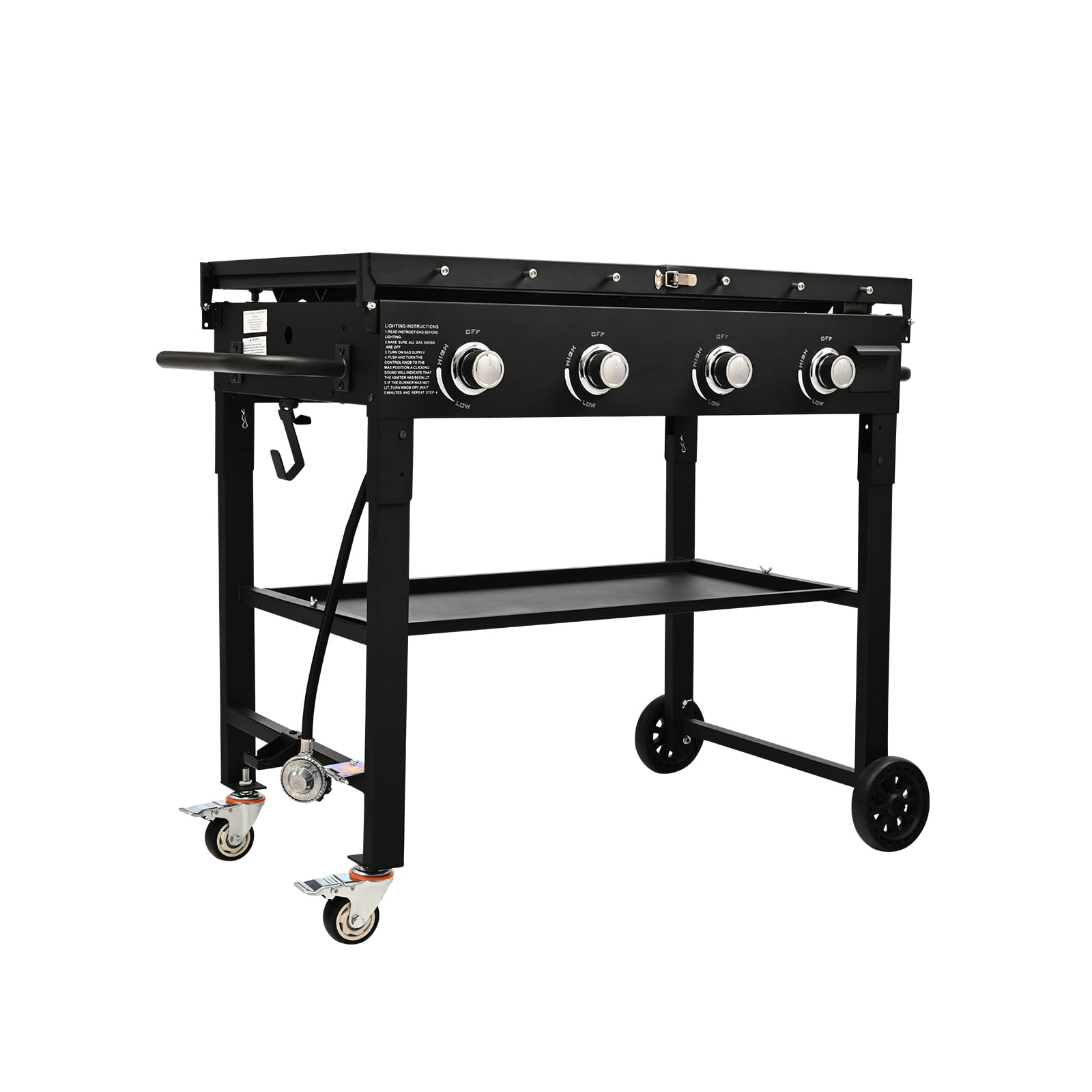 SKYSHALO 4-Burner Propane Gas Grill, 36″ Large Baking Pan Countertop Commercial Gas Griddle Flat Top Grill Hot Plate Restaurant Cart Folding Grill 60,000 BTU Sansujyuku sansujyuku.com