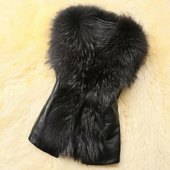MSJUHEG Winter Coats For Women Leather Jacket Women Fashion Plus Size Solid Sleeveless Neck Vest Coat Jacket Leather Jacket Women Black Xxxxl