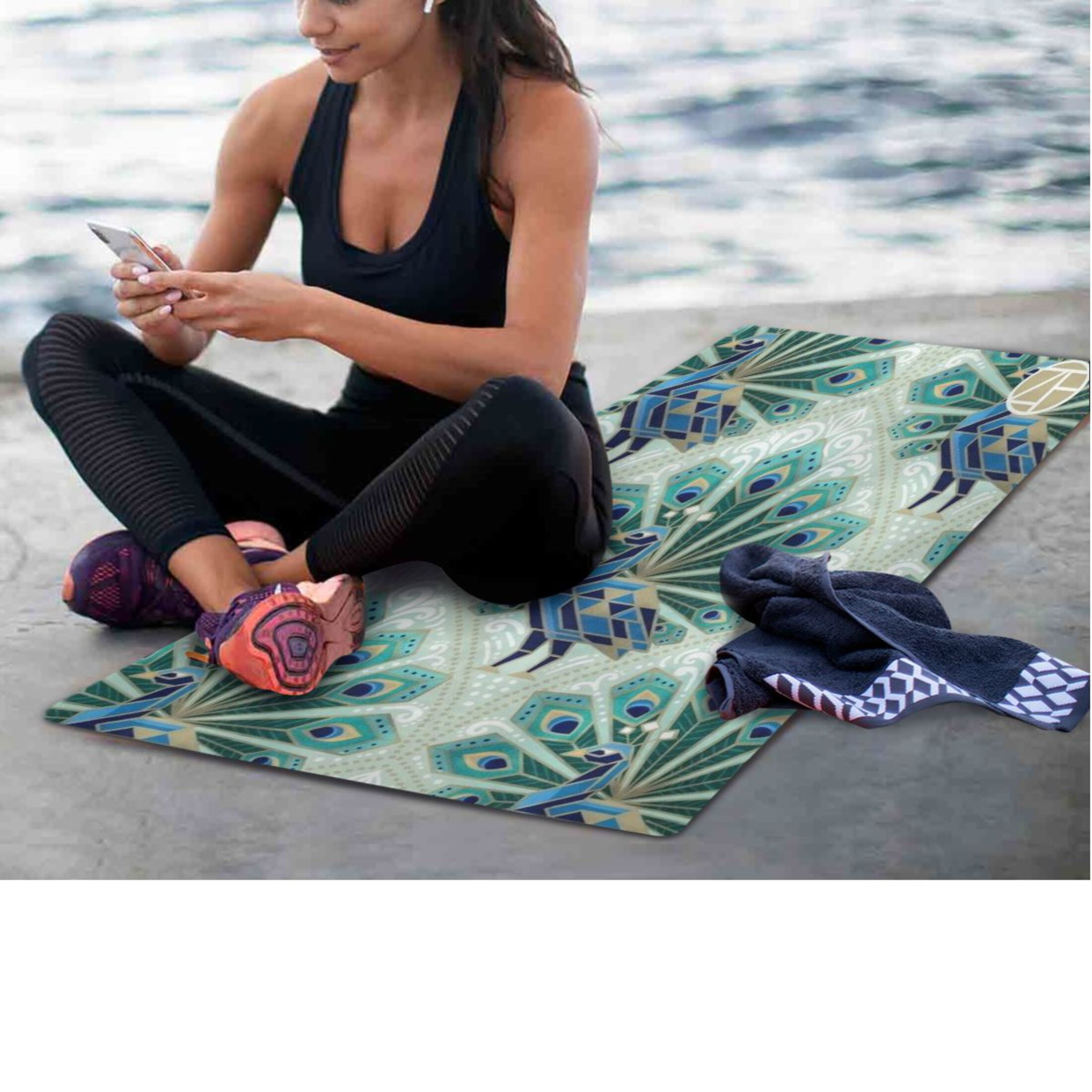 BZSMCE Yoga Mat Women Fitness Mat Green Peacock Pattern