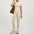 thumbnail image 6 of Women's 2 Piece Gym Set Short Sleeve Zip Up Activewear Top and Leggings, 6 of 9