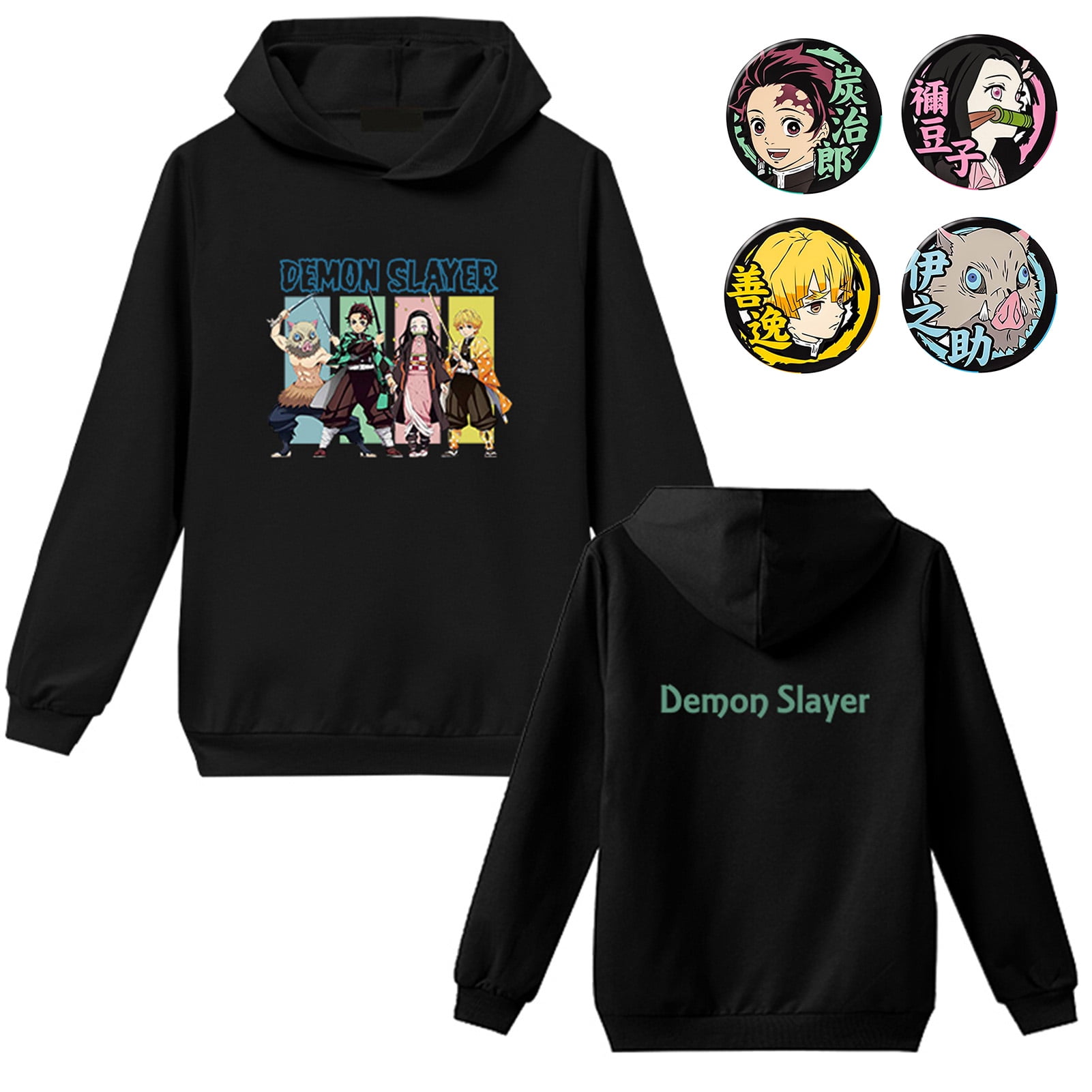 Taicanon Demon Slayer Hoodie For Kids Agatsuma Zenitsu Double Print Graphics Anime Cosplay Costume Soft Pullover Sweatshirt And 4pack Gifts Girls Boys Walmart Com