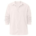 thumbnail image 4 of Designer Spring Summer Men's Casual Cotton Linen Solid Color Long Sleeve Shirts Loose Shirts White 3X, 4 of 5