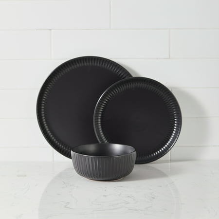 

Stone + Lain Logan Stoneware 12-Piece Dinnerware Set Black