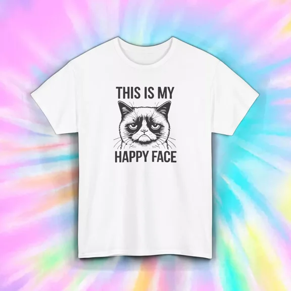 Hot Trending Grumpy Cat - This Is My Happy Face T-Shirt, Funny Cat Shirt, Gift for Cat Design Preview Only