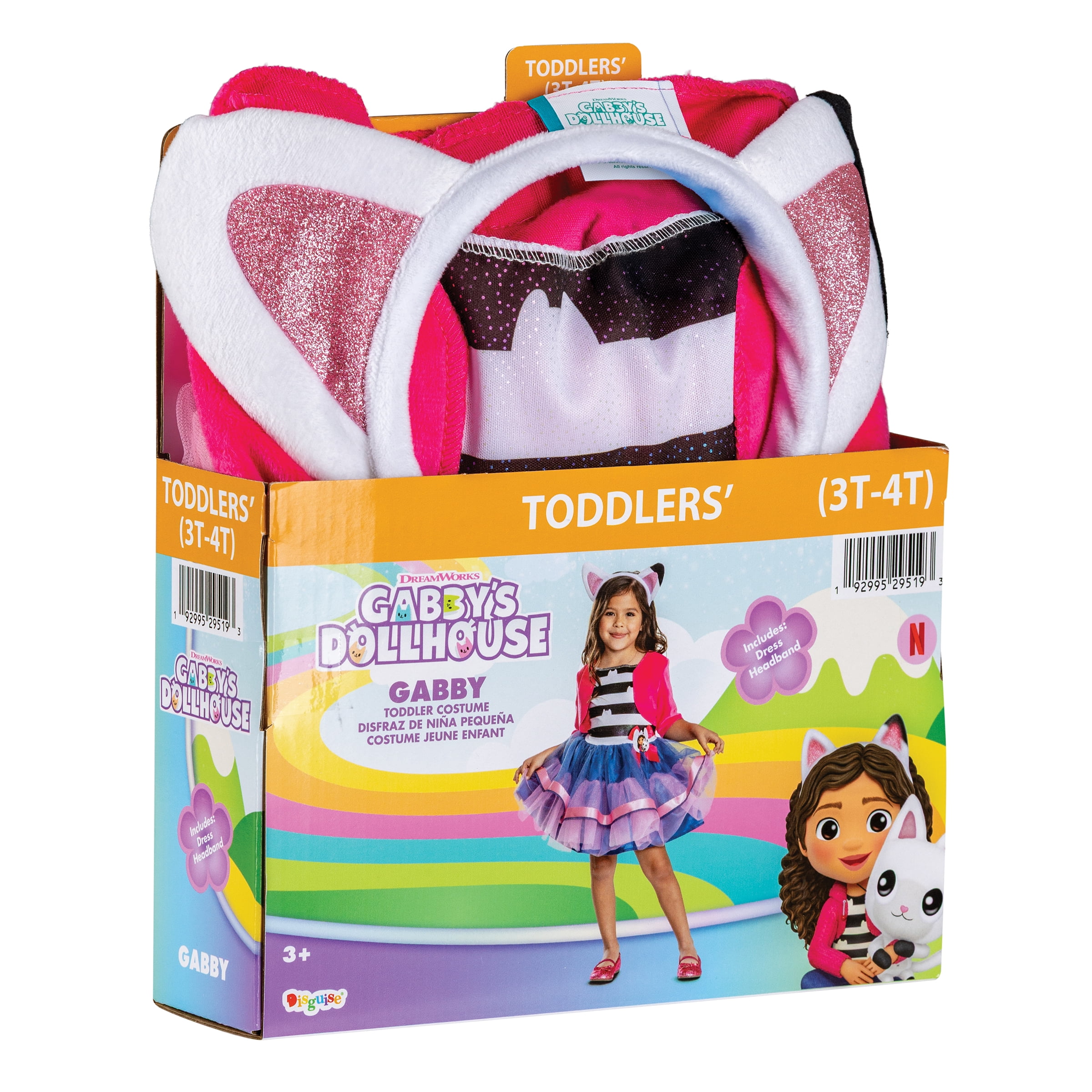 Gabby's Dollhouse Gabby Halloween Costume for Children, 2-Piece, Toddlers' Size 3T-4T, by Disguise