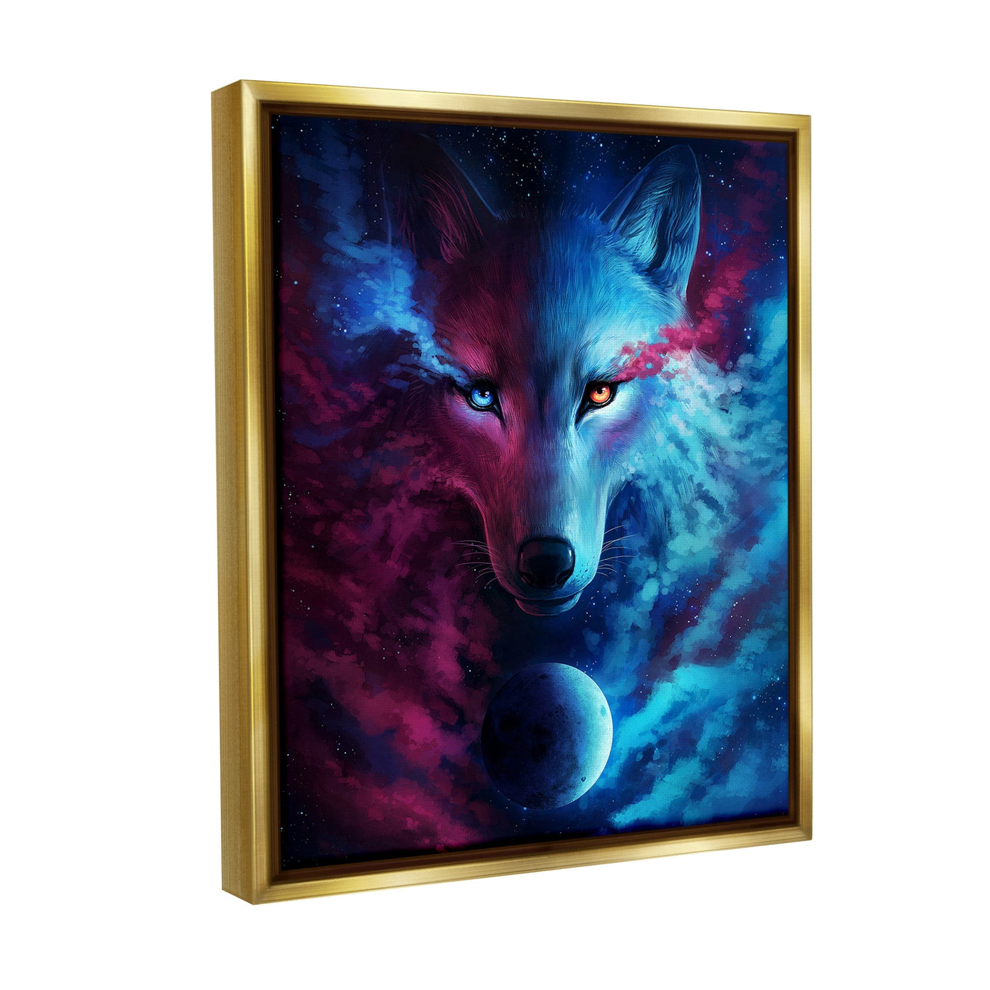 Stupell Industries Ombre Wolf & Clouds Animals & Insects Painting Gold Floater Framed Canvas Art Print Wall Art, 17 x 21