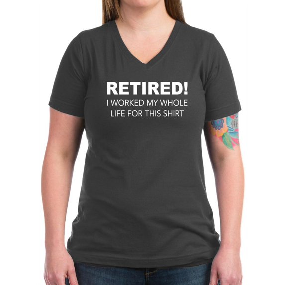 CafePress - Retired T Shirt - Women's V-Neck Dark T-Shirt