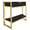 thumbnail image 2 of 12.75" x 19.5" x 23.75" Cappuccino Finish and Gold Metal Accent Table, 2 of 5