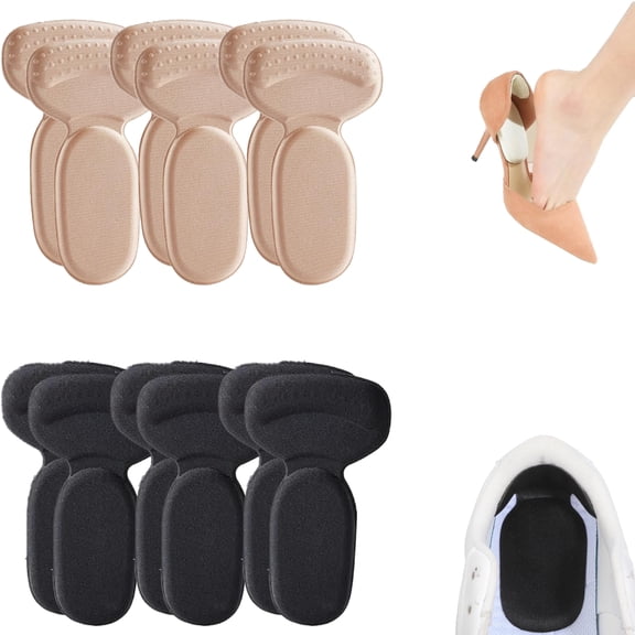 Heel Pads for Loose Shoes, 6 Pairs Anti-Slip Heel Grips, Soft Cushion Inserts to Prevent Blisters & Heel Pain for Women & Men