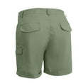 thumbnail image 4 of Mohiass Womens Cargo Shorts Knee Length Hiking High Waisted Shorts Casual Pull on Trendy Summer Bermuda Shorts with Pockets Green M, 4 of 6