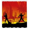 thumbnail image 3 of Ambesonne Teen Room Shower Curtain, Baseball in the City, 69"Wx70"L, Red Yellow Black, 3 of 3