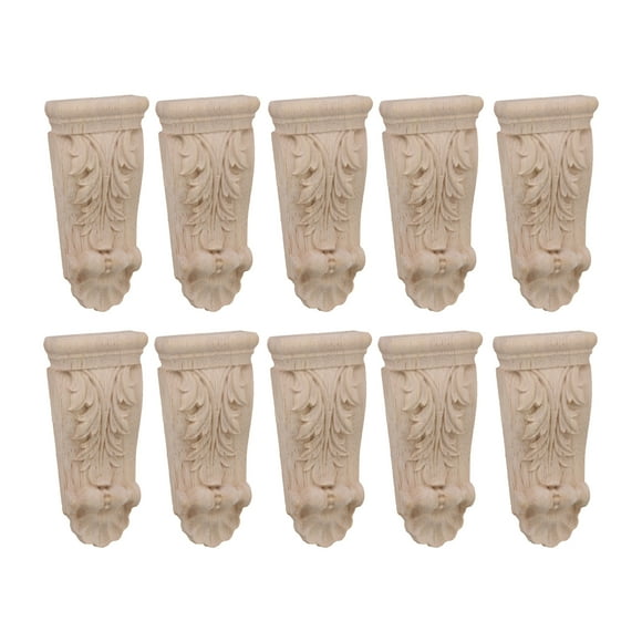 Unpainted Solid Wood Carved Corbels Column 1.97" x 0.67" x 3.94" F45 Pack of 10